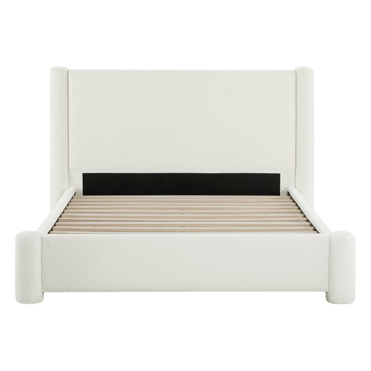 Neta Boucle Upholstered Platform Bed in Full & Queen Sizes