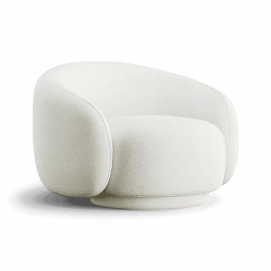 Lounge Chair in White with Curved Back Design