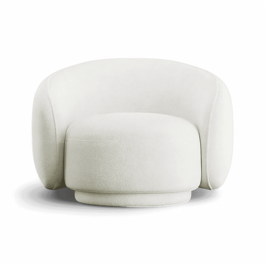 Lounge Chair in White with Curved Back Design