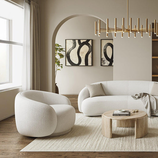 Lounge Chair in White with Curved Back Design