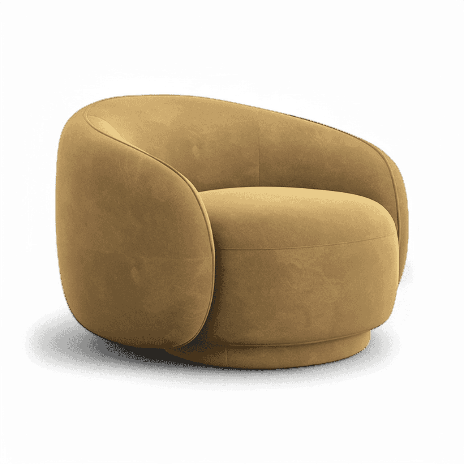 Lounge Chair in Camel Velvet with Curved Back Design