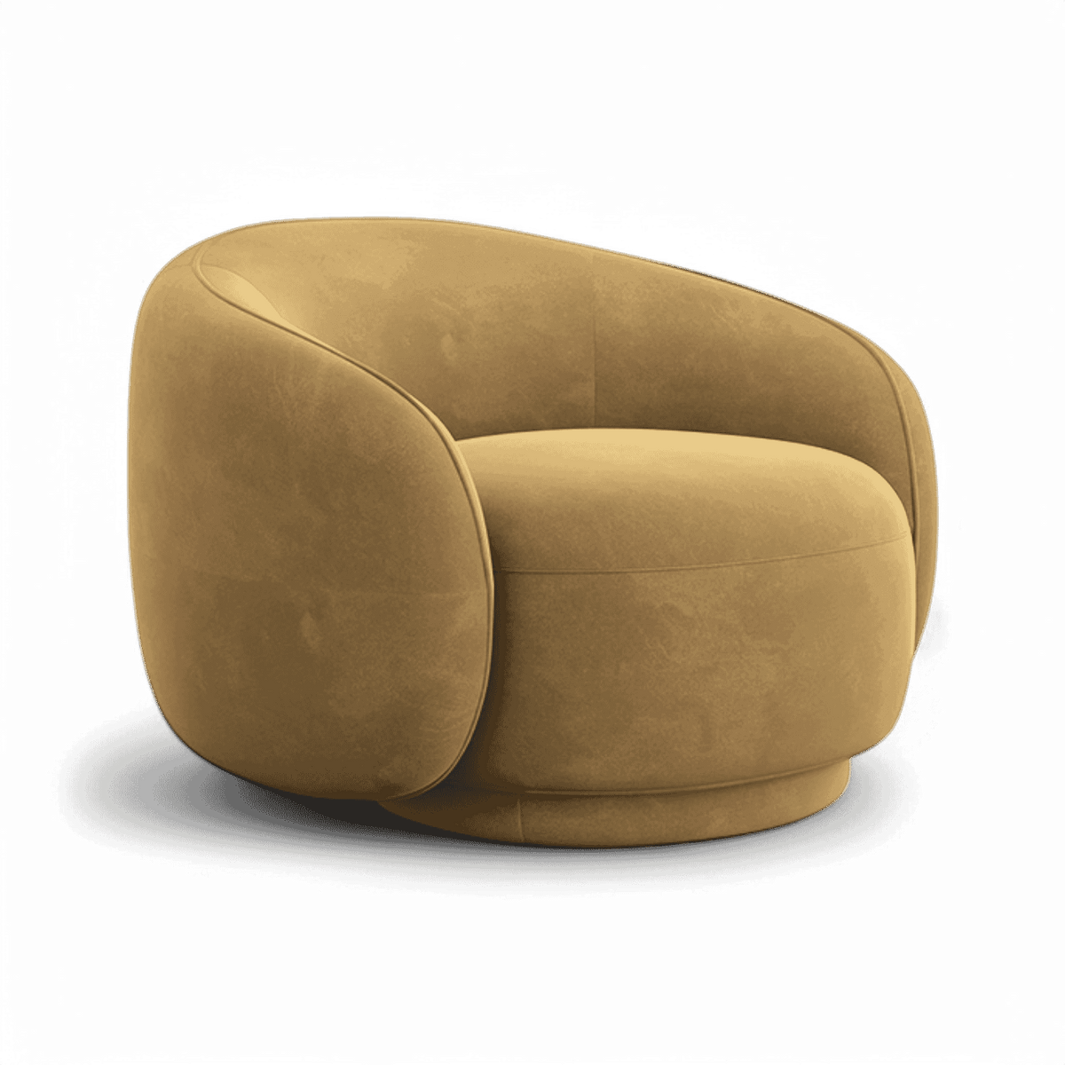 Lounge Chair in Camel Velvet with Curved Back Design