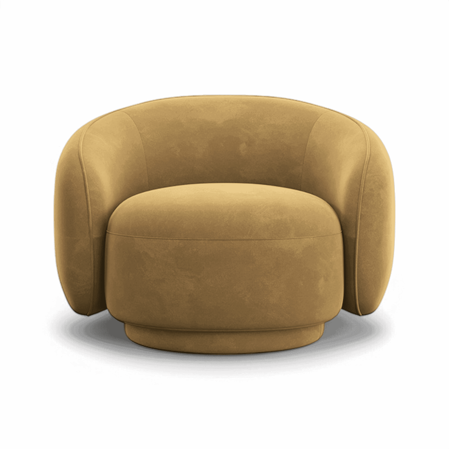 Lounge Chair in Camel Velvet with Curved Back Design