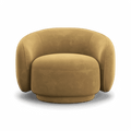 Lounge Chair in Camel Velvet with Curved Back Design