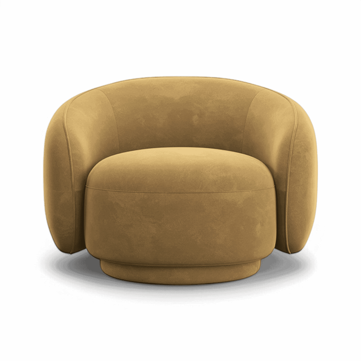 Lounge Chair in Camel Velvet with Curved Back Design