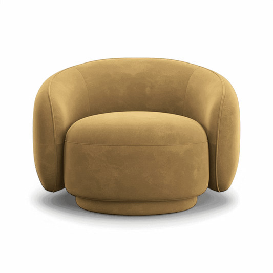 Lounge Chair in Camel Velvet with Curved Back Design