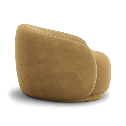 Lounge Chair in Camel Velvet with Curved Back Design