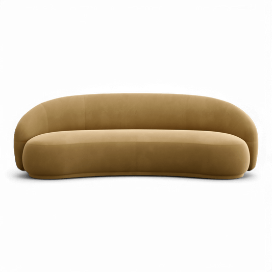 Nido Sofa in Camel Velvet with Sleek Mid-Century Design