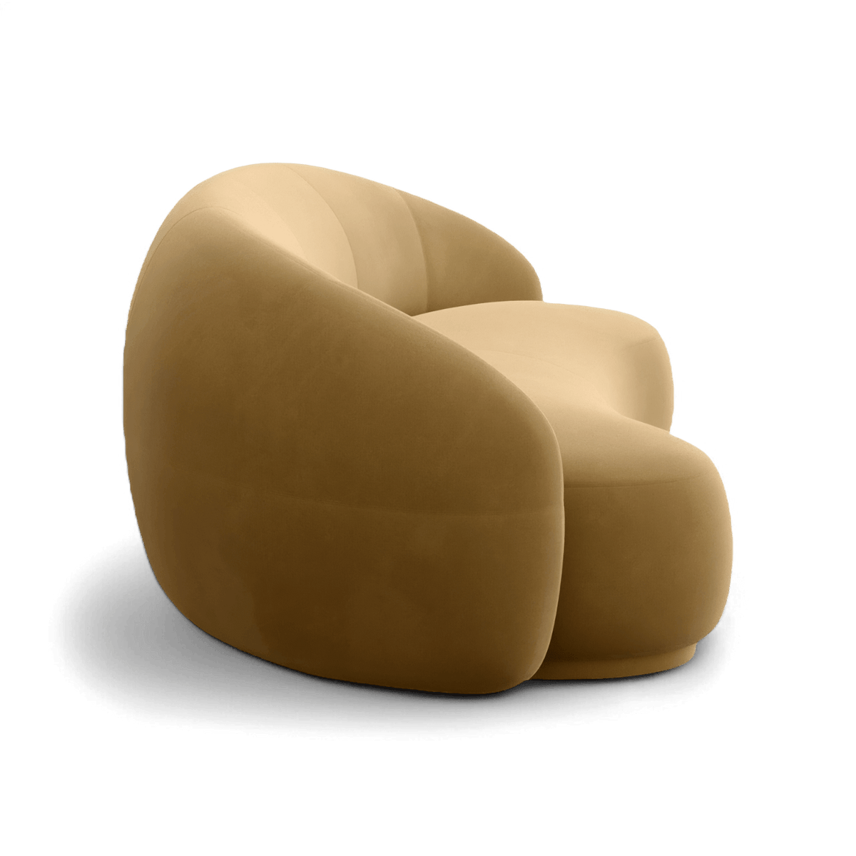 Nido Sofa in Camel Velvet with Sleek Mid-Century Design