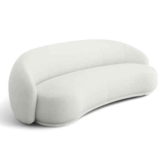 Nido Sofa in White Fabric with Sleek Lines