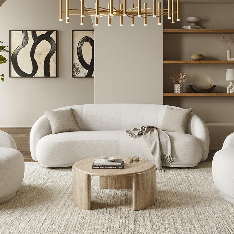 Nido Sofa in White Fabric with Sleek Lines
