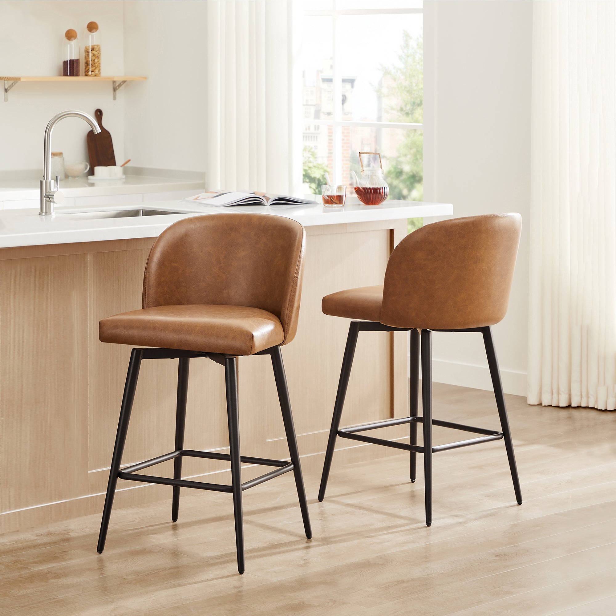 Nova Swivel Bar Stool with Comfortable Backrest