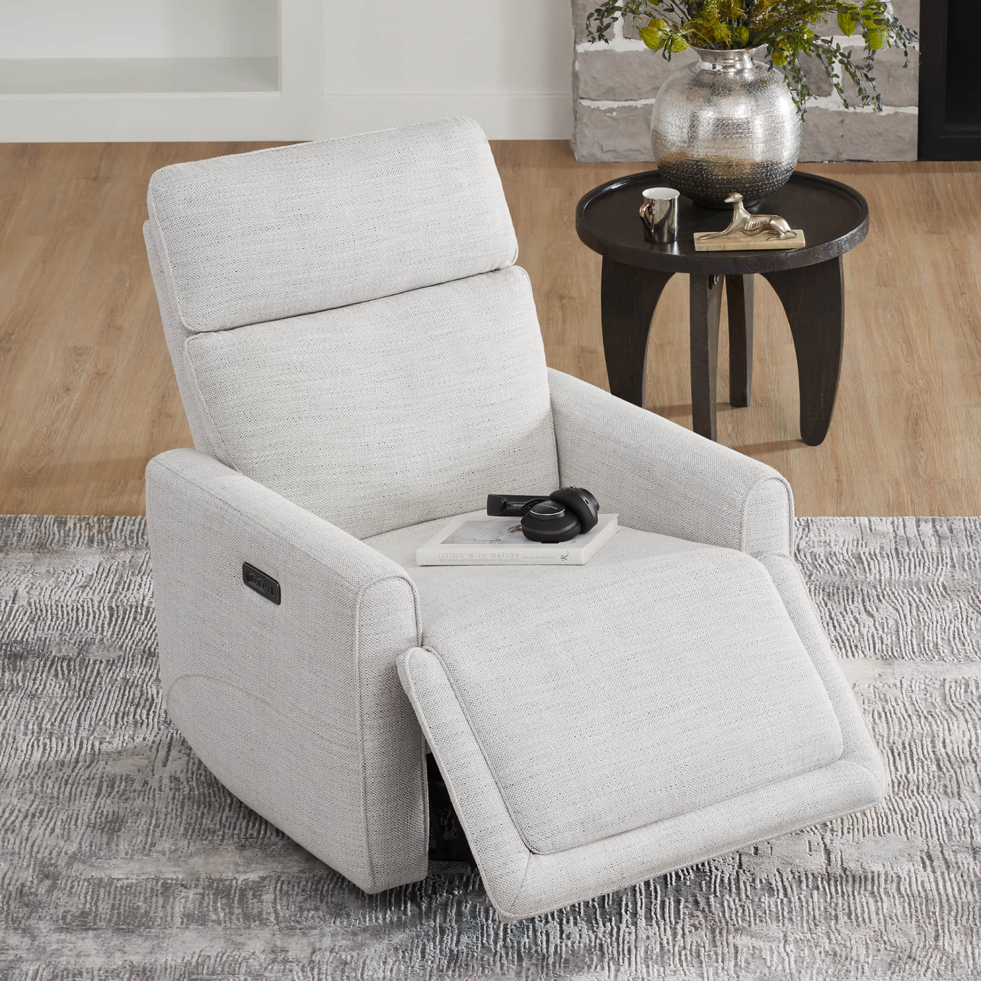 Nursery Glider Recliner with Adjustable Headrest and Swivel Base