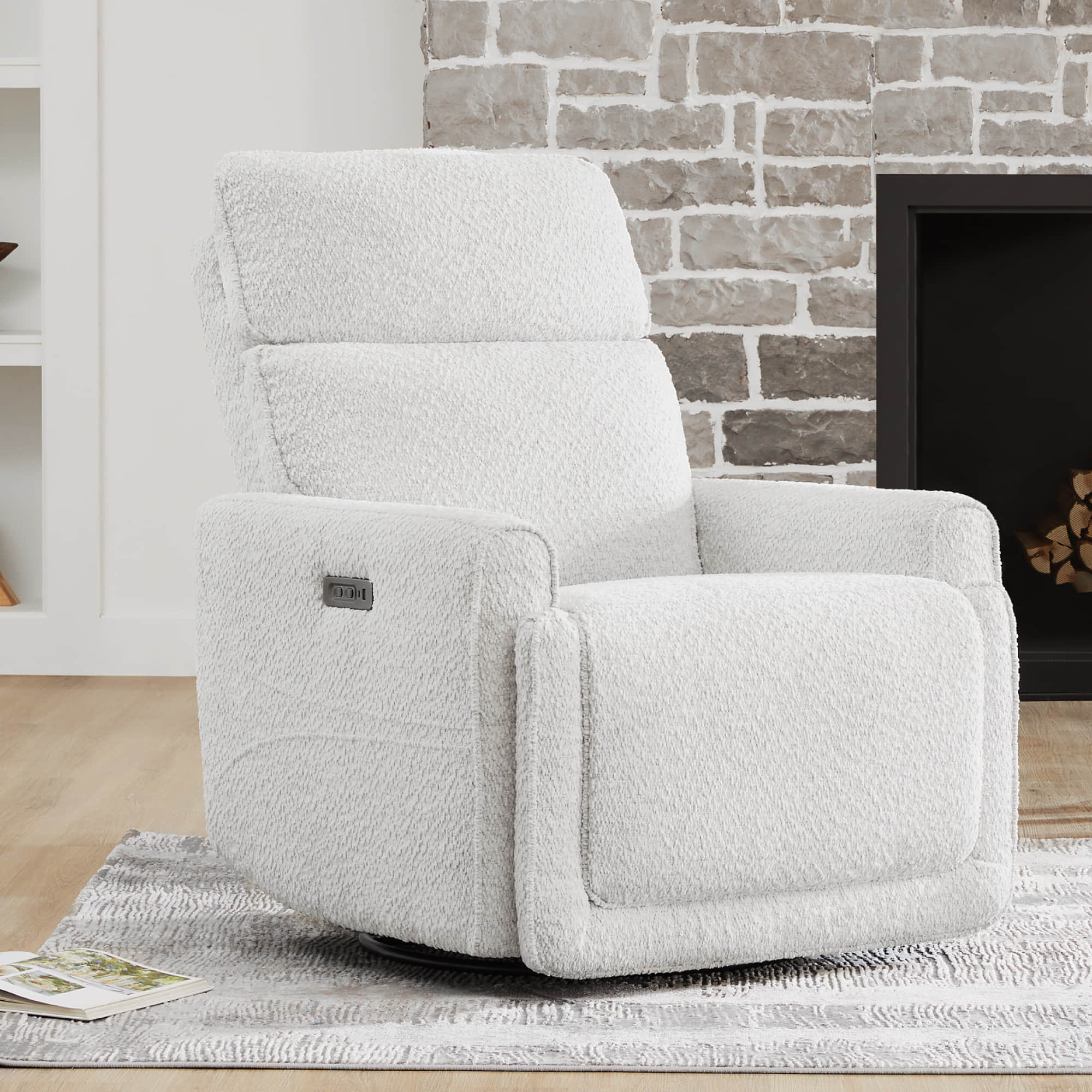 Nursery Glider Recliner with Adjustable Headrest and Swivel Base