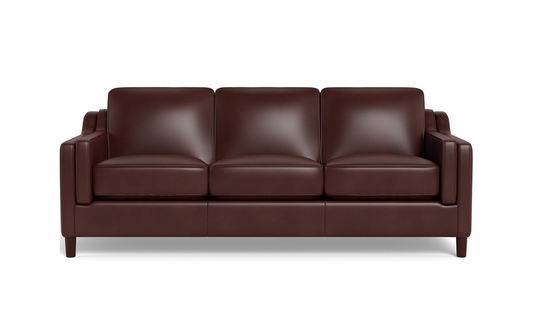 Leather 3-Seater Sofa with Curved Arms