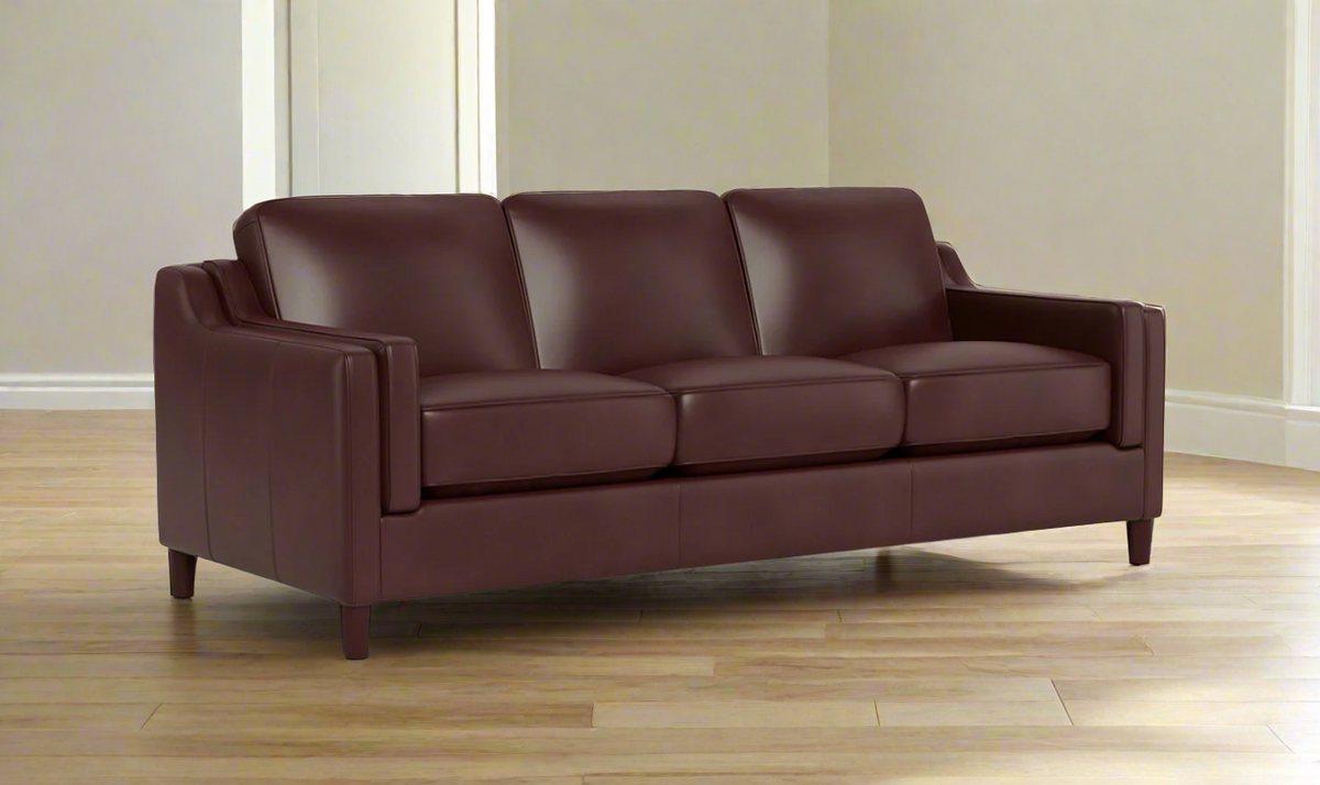 Leather 3-Seater Sofa with Curved Arms