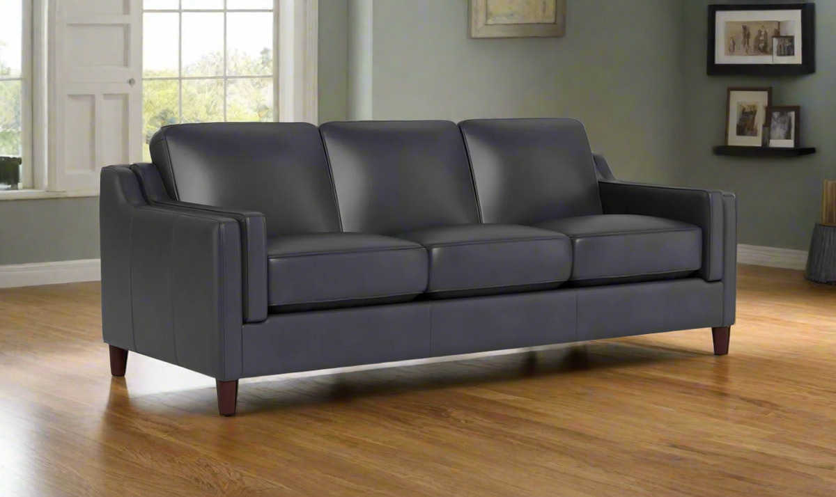 Leather 3-Seater Sofa with Curved Arms