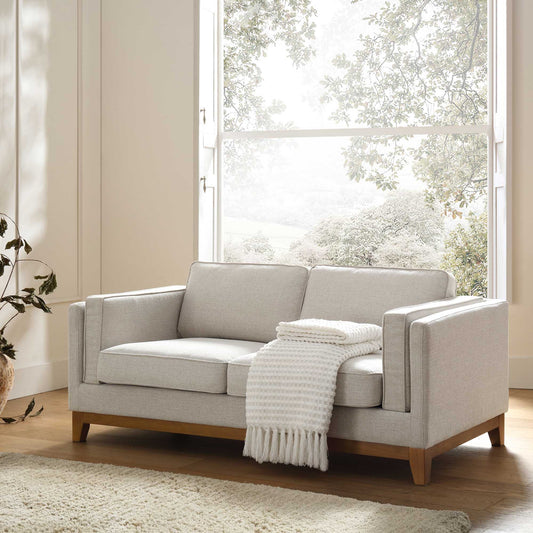 Oatmeal Fabric 2-Seater Sofa with Elegant Cushioning