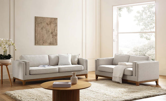 Oatmeal Fabric 2-Seater Sofa with Elegant Cushioning