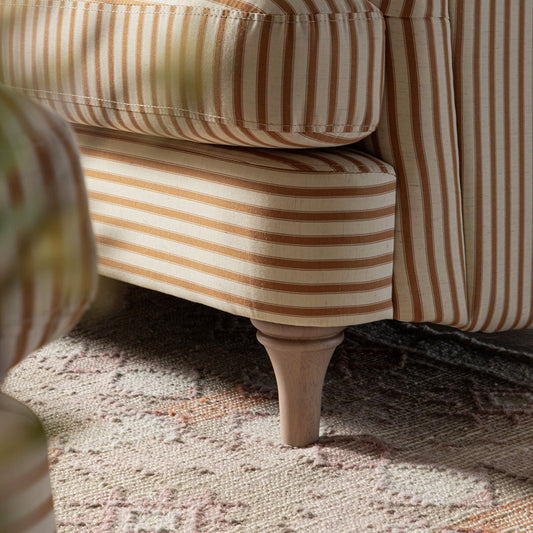 Ochre Striped Linen Blend Sofa with Two-Seat Design