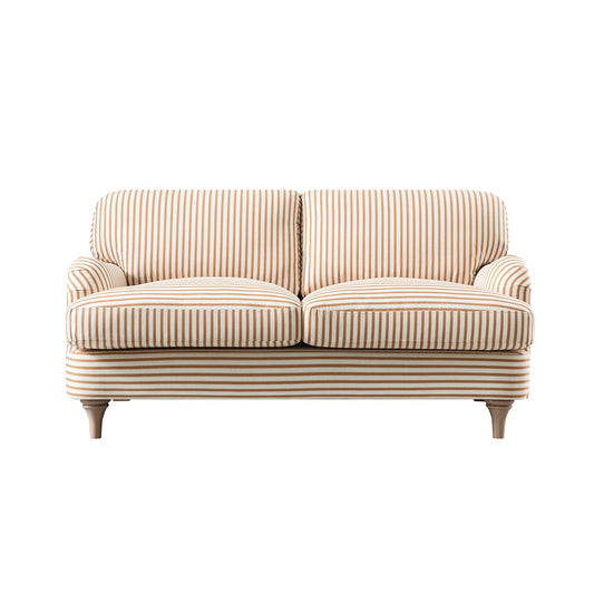 Ochre Striped Linen Blend Sofa with Two-Seat Design