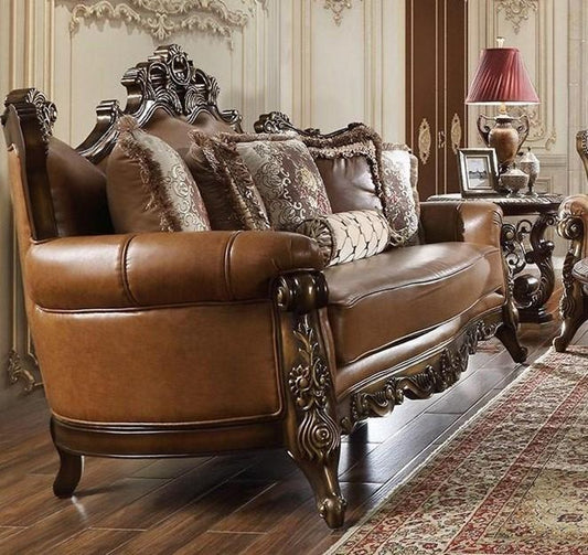 Leather Sofa in Custom Mohawk Finish with Sleek Armrests