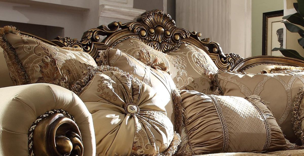 Chenille Fabric Traditional Sofa in Brown with Rolled Arms