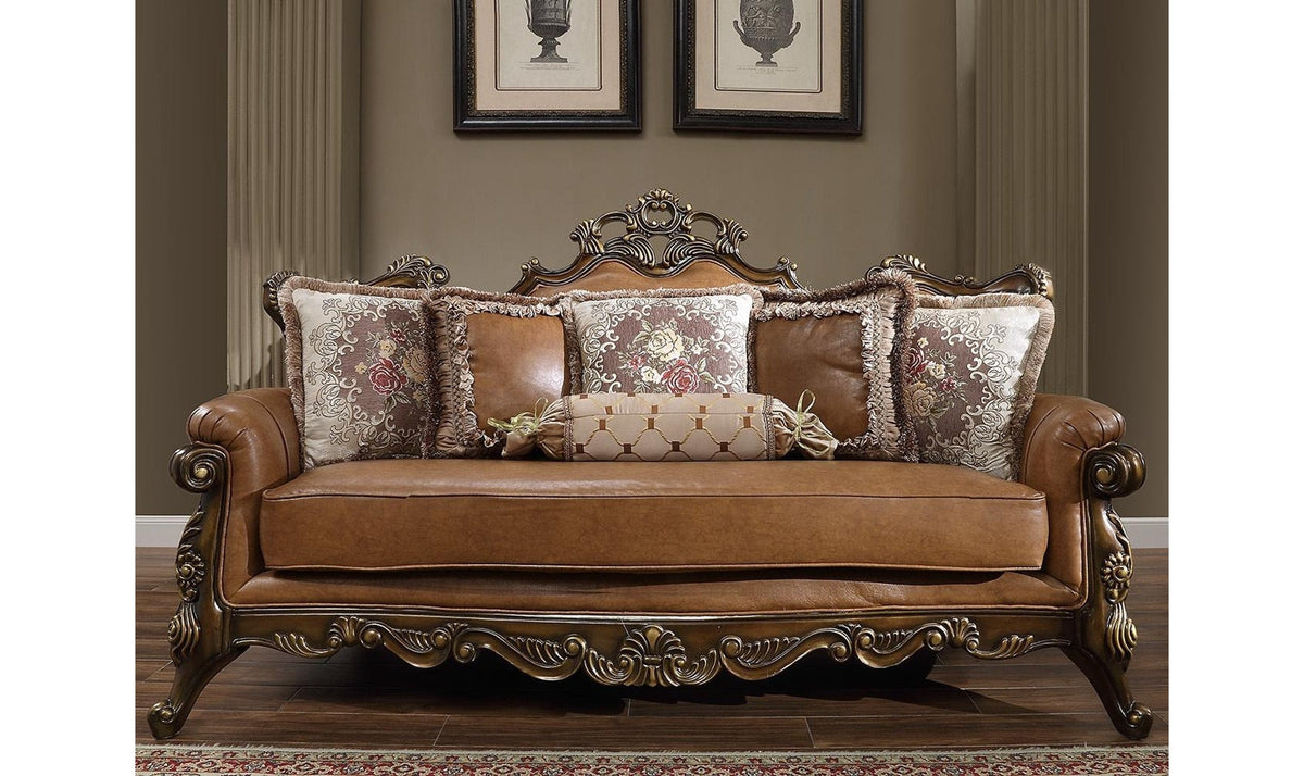 Leather Sofa in Custom Mohawk Finish with Sleek Armrests