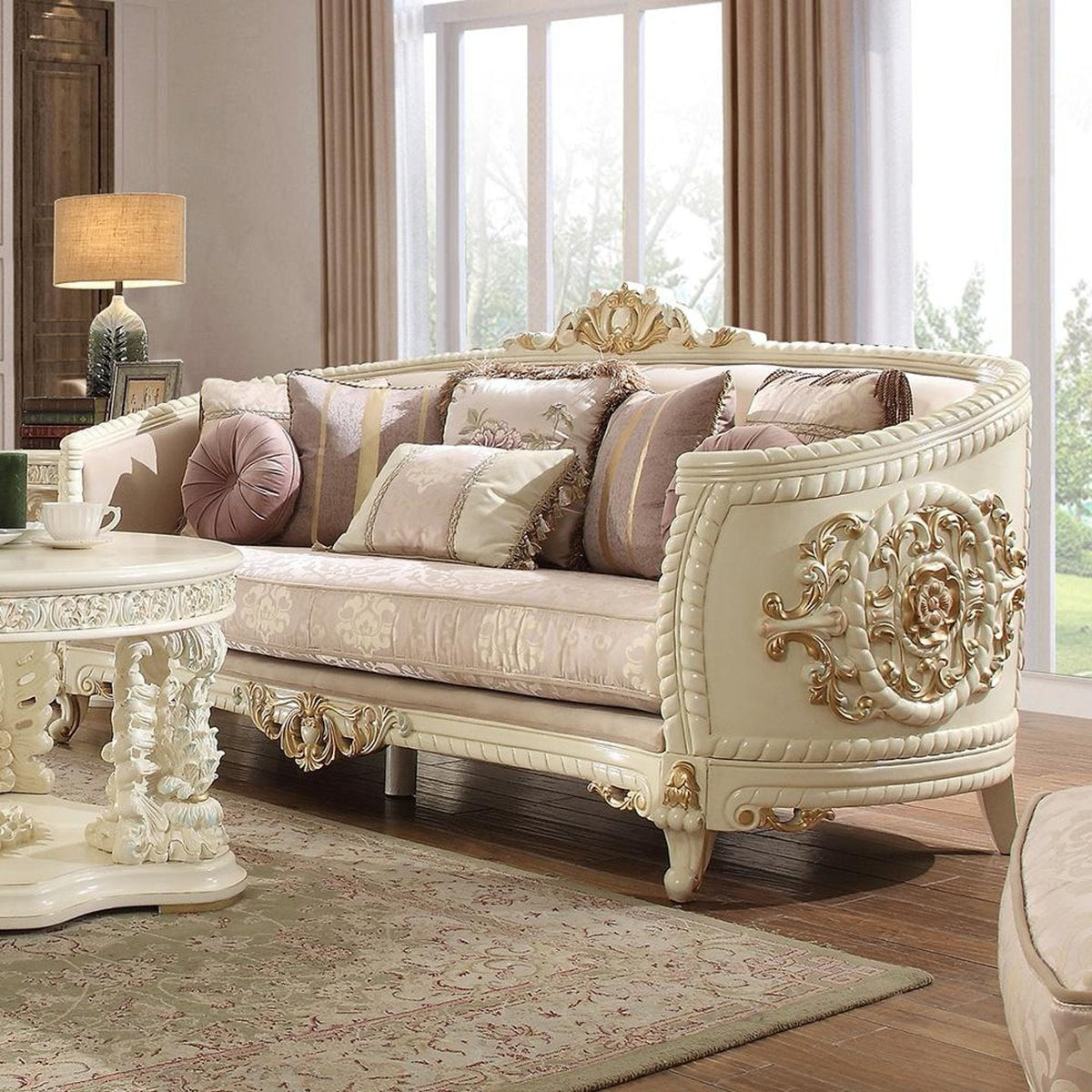 Oyster Bay Sofa with Curved Arms and Soft Fabric