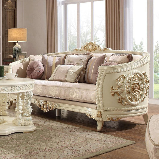 Oyster Bay Sofa with Curved Arms and Soft Fabric