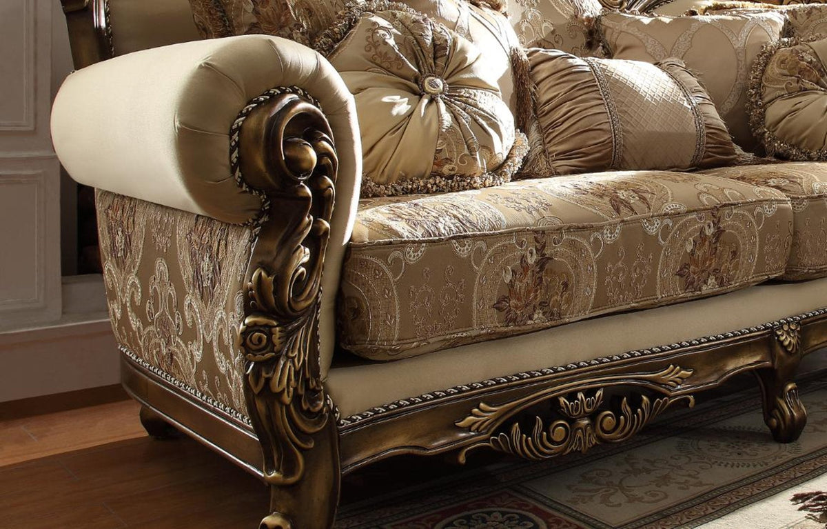 Chenille Fabric Traditional Sofa in Brown with Rolled Arms