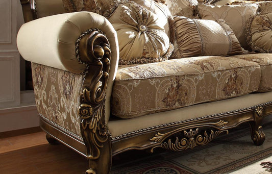 Chenille Fabric Traditional Sofa in Brown with Rolled Arms