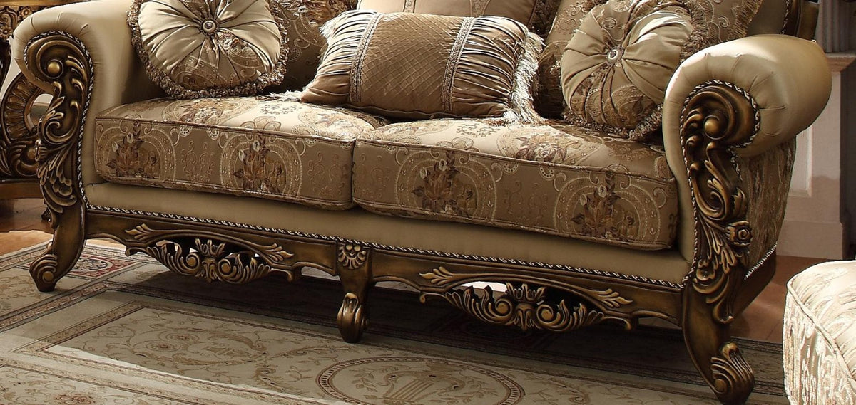 Chenille Fabric Traditional Sofa in Brown with Rolled Arms