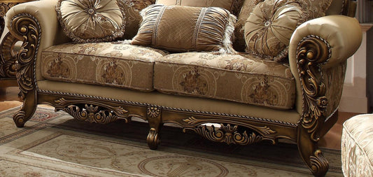 Chenille Fabric Traditional Sofa in Brown with Rolled Arms