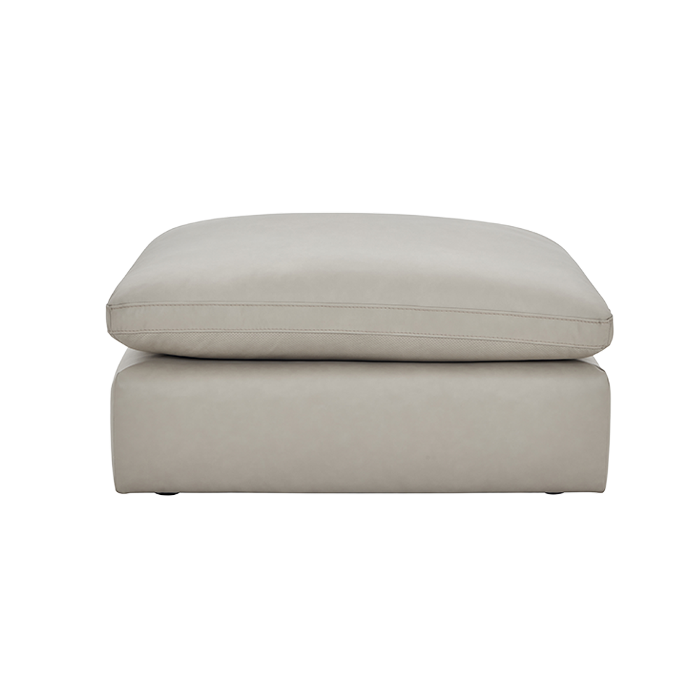 Leather Ottoman in Mocha with Elegant Stitching Detail