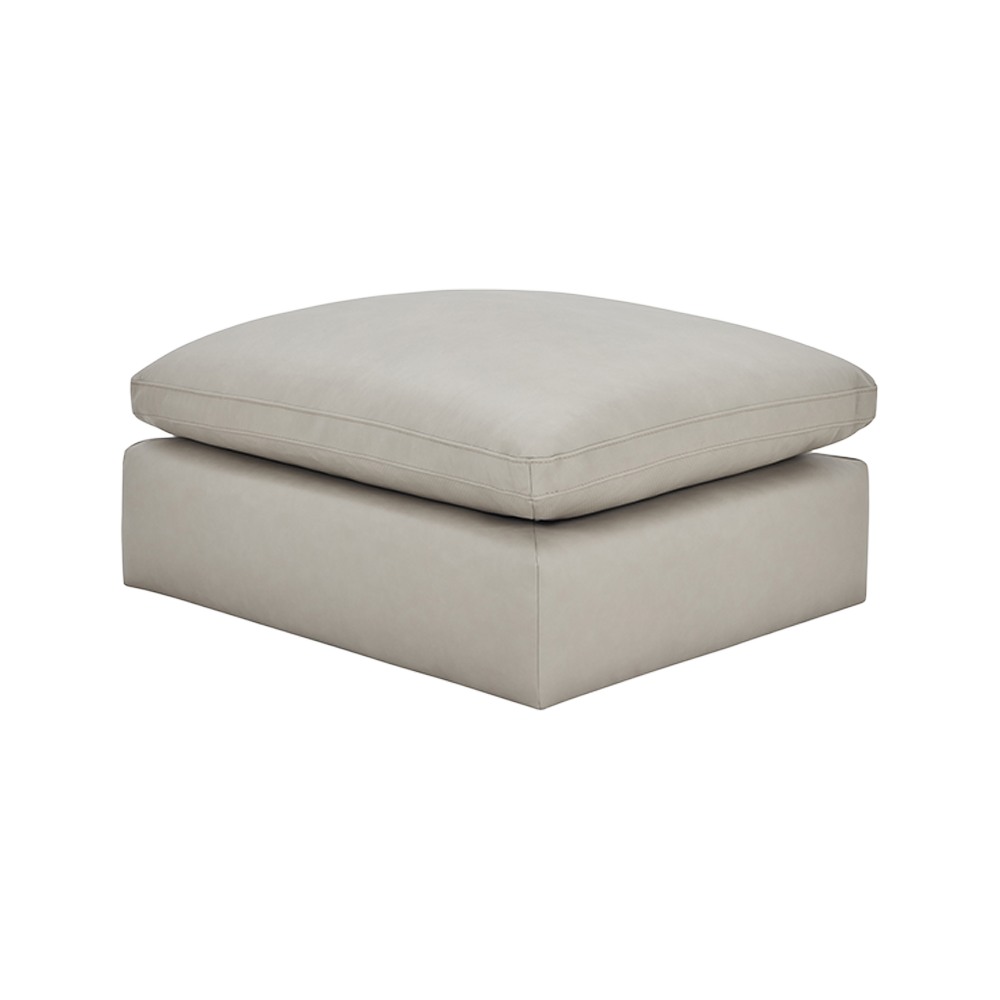 Leather Ottoman in Mocha with Elegant Stitching Detail