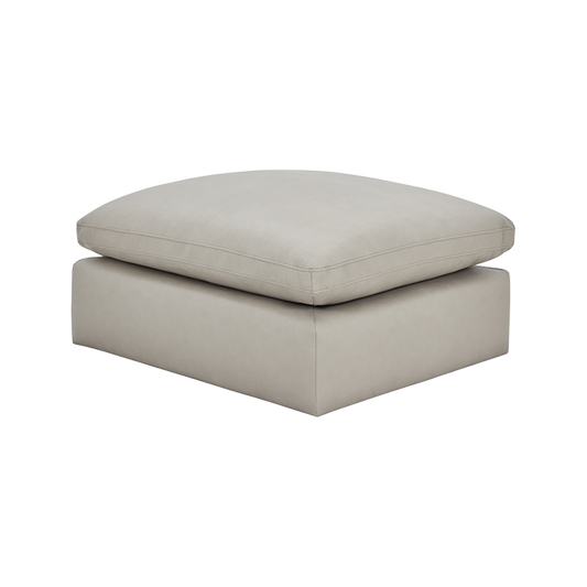 Leather Ottoman in Mocha with Elegant Stitching Detail