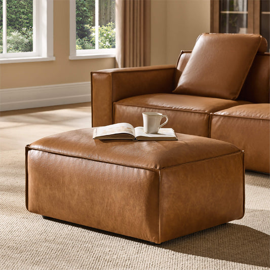 Ottoman in Feather-Soft Fabric with Modern Design