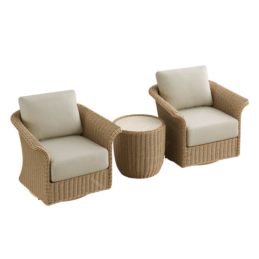 Outdoor Bistro Set with Wicker Weave and Round Table