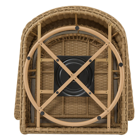 Outdoor Bistro Set with Wicker Weave and Round Table