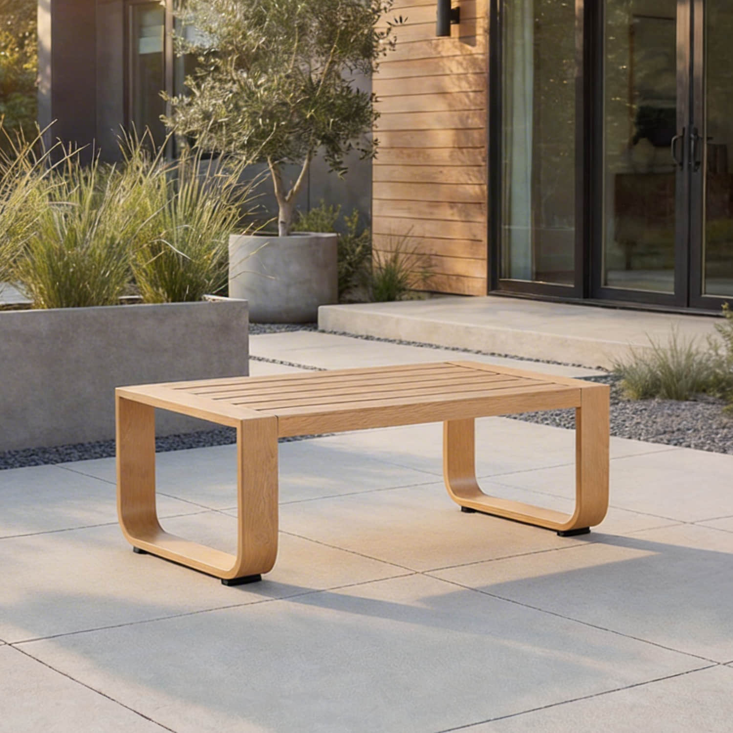 Outdoor Coffee Table with Sleek Aluminum Frame