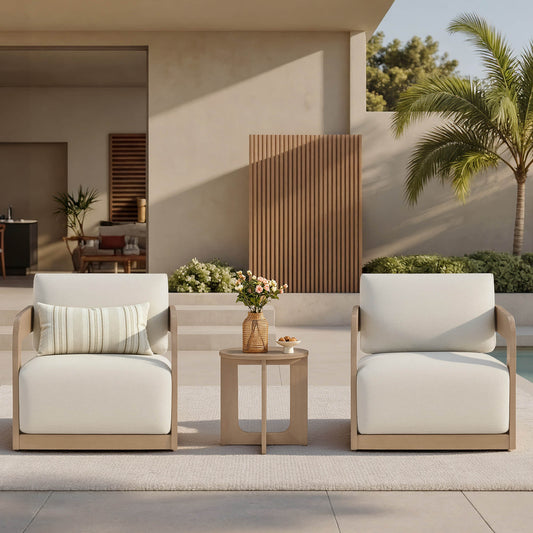 Outdoor Eucalyptus Wood Side Table with Minimalist Design
