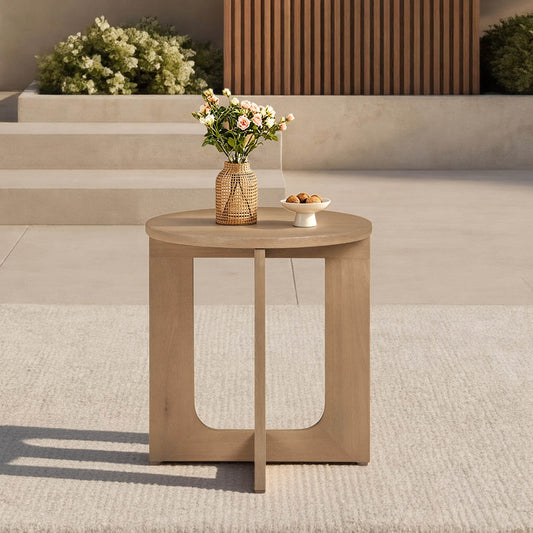 Outdoor Eucalyptus Wood Swivel Bistro Set with Round Table