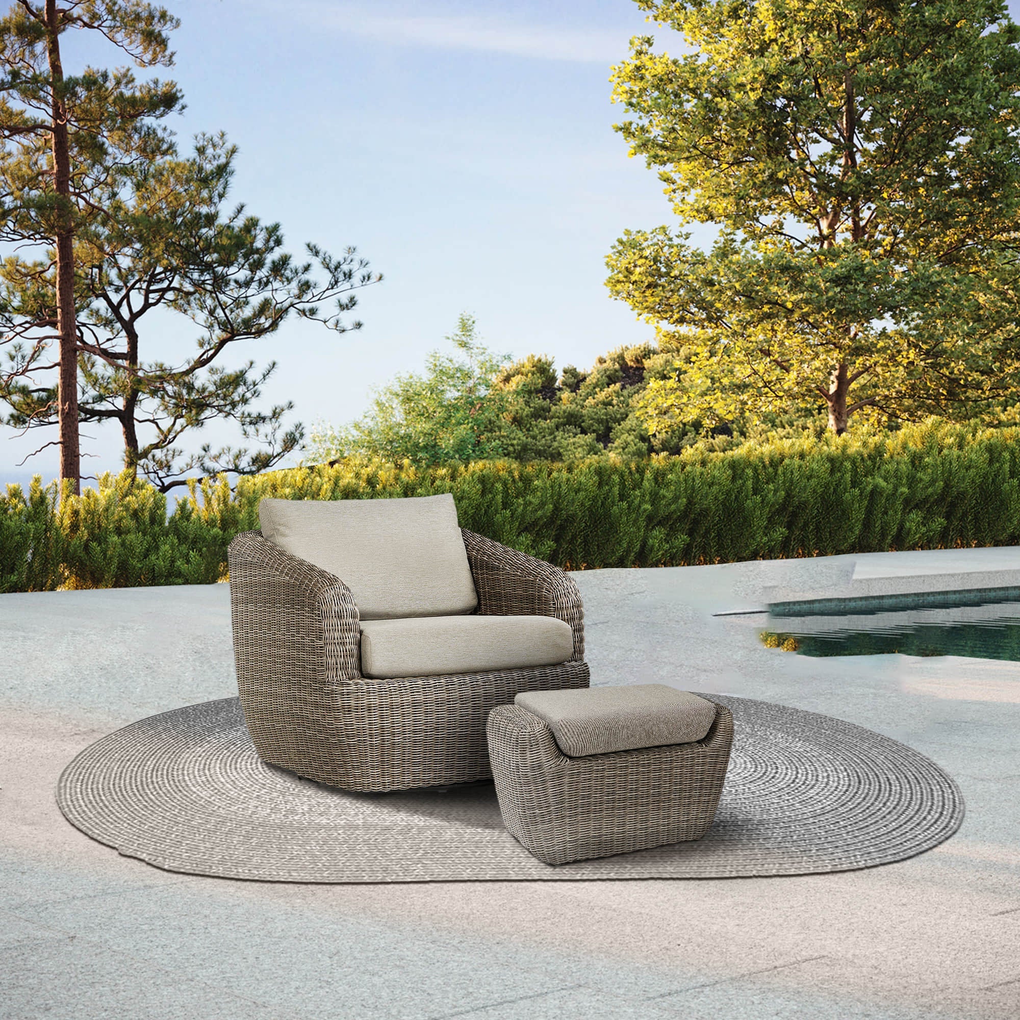 Outdoor Lounge Set with Wicker Weave Design