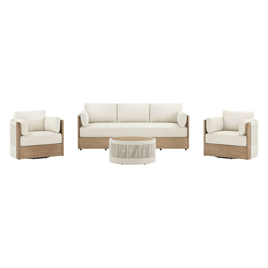 Outdoor Patio Sofa Set in Acacia Wood with Rope Detail