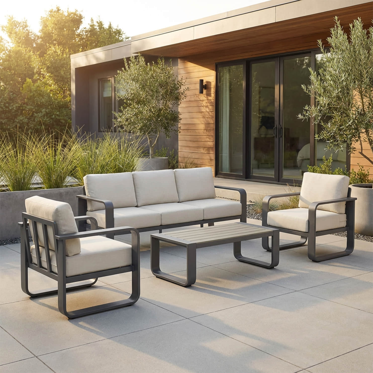 Outdoor Patio Sofa Set in Modern Design with 4 Pieces