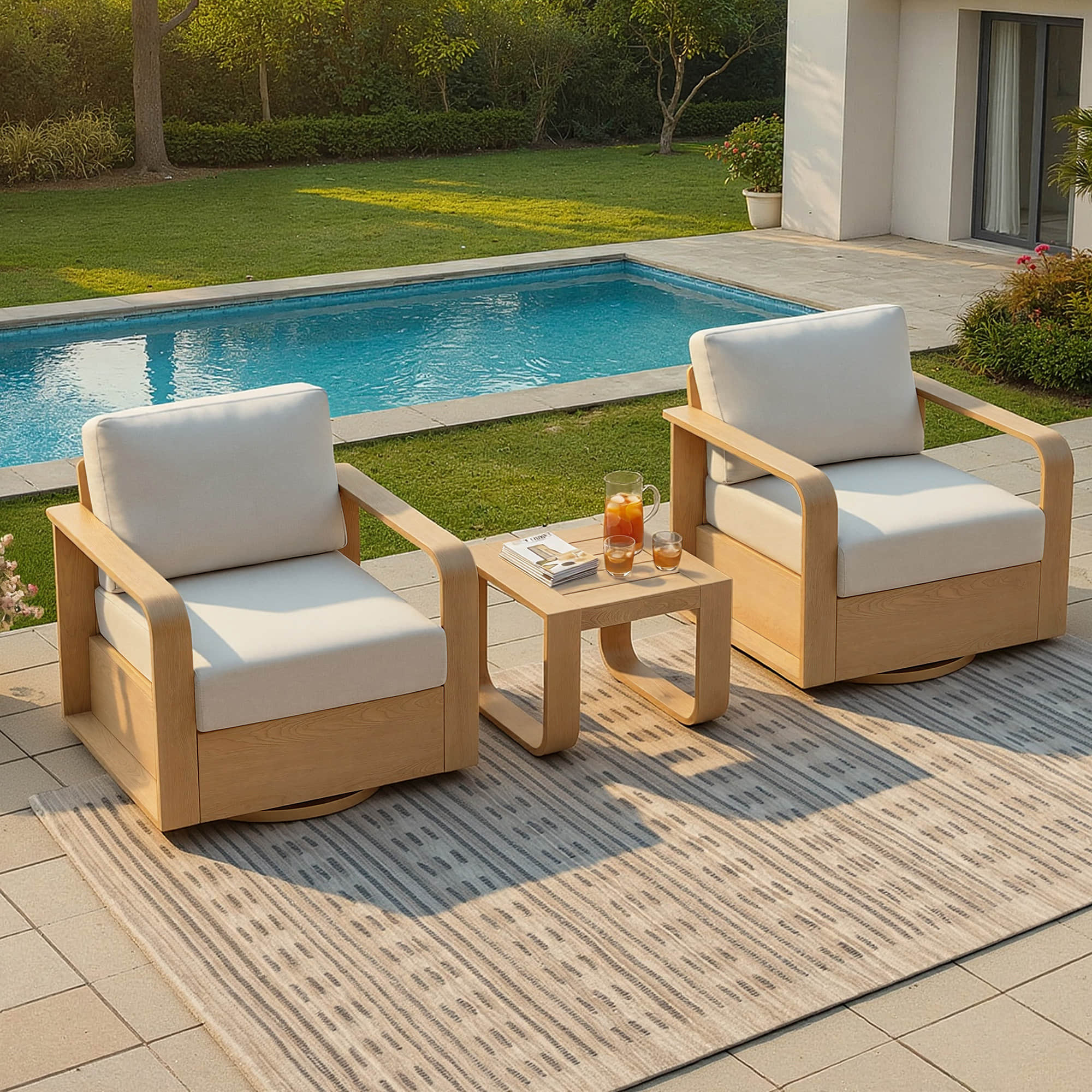 Outdoor Swivel Bistro Set with Modern Design