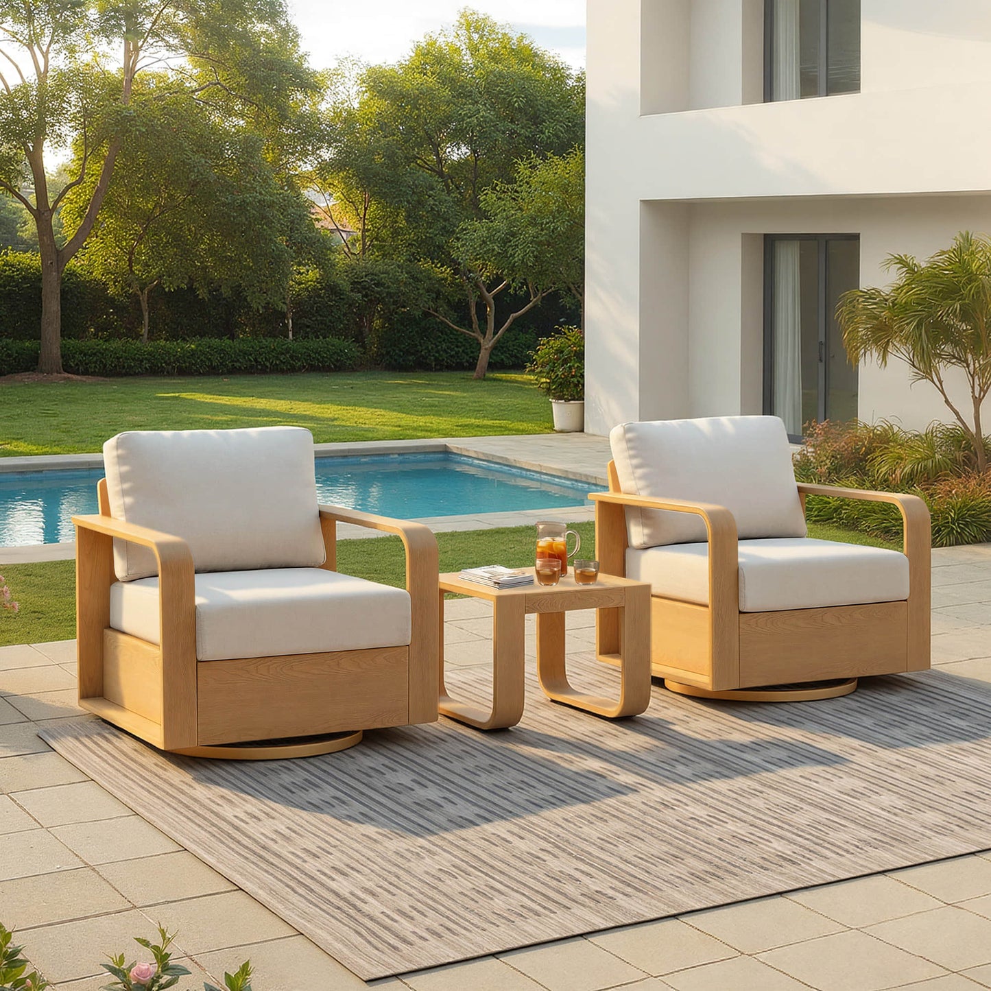 Outdoor Swivel Bistro Set with Modern Design
