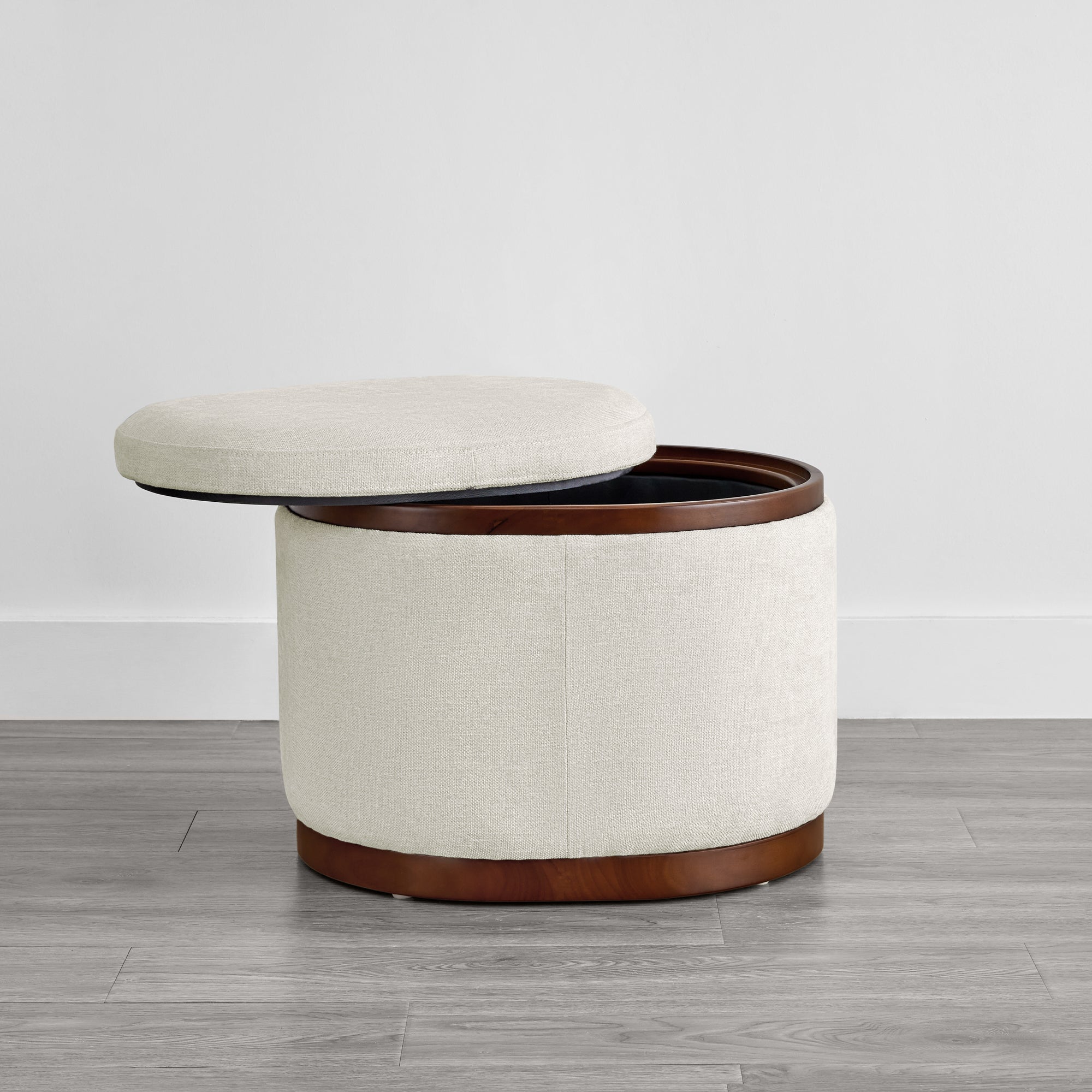 Oval Storage Ottoman in Mid Century Design