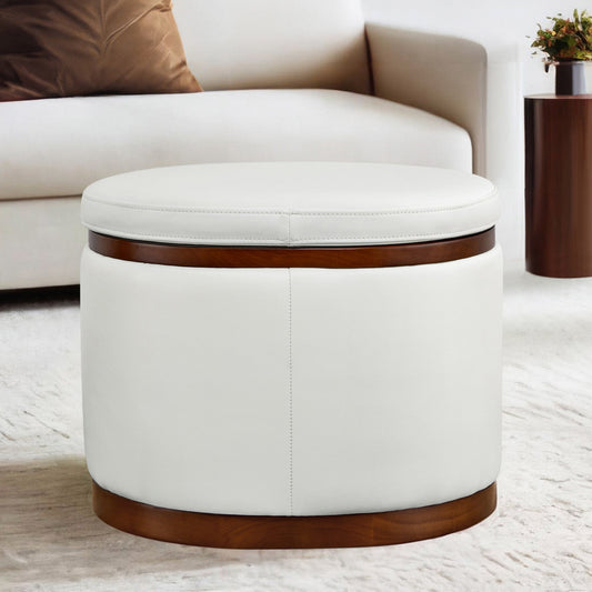 Oval Storage Ottoman in Mid Century Design